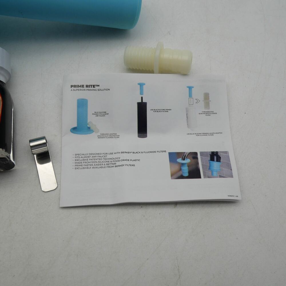 NEW Berkey Filter Prime Rite Priming Filter Kit+ 16.9 Glass Boroux Bottle w/ Lid - Picture 7 of 8